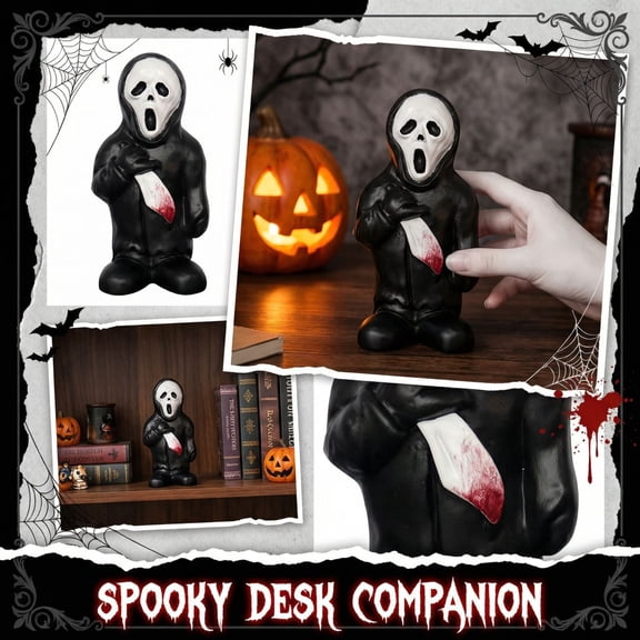 Ghost Face tabletop ornament 6.5 inches,Horror Black Ghost Face Figurines collecting,Ghost Face Centerpieces for Table Mantel Decor,perfect birthday gift for horror movie lovers and fans