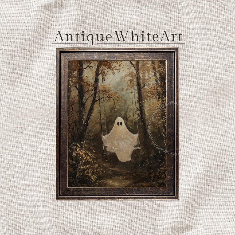 Ghost Fall Halloween Autumn Gothic Spooky Forest Poster - Walmart.com