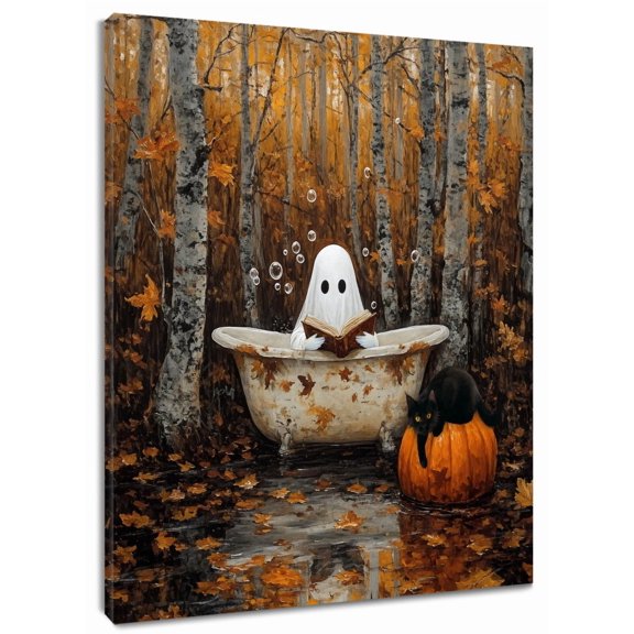 Ghost Fall Halloween Wall Art Print, Abstract Spooky Decor