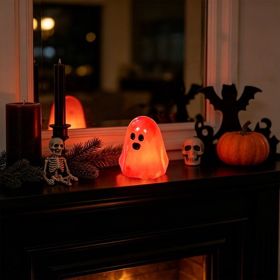 Ghost Figurine 0.79 Inch Mini Glow in the Dark Resin Halloween Ornament for Shelf Desk Mantel Party Decor