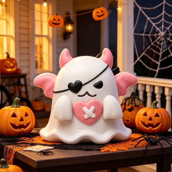 Ghost Figurine Halloween Decoration, Mini Resin Ghost Statue with Cute Design Durable Finish Compact Display, for Office Desk Living Room Shelf Halloween Party Home Decor Collectors