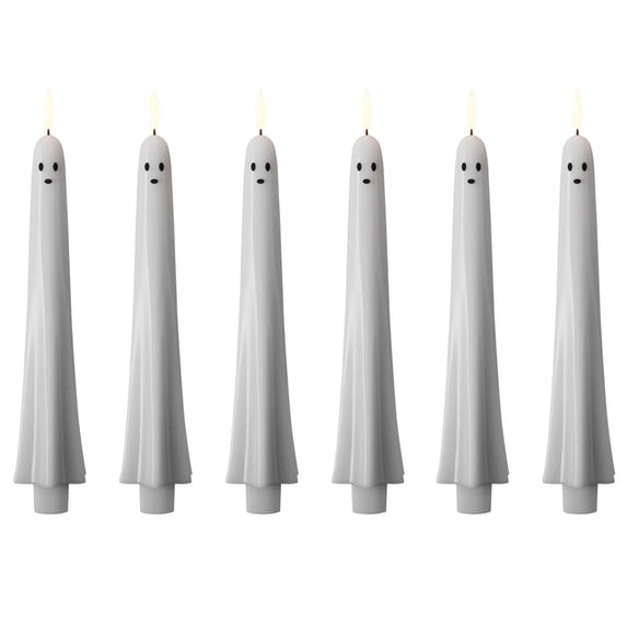 Ghost Flameless Candles, Battery Operated Real Wax Spooky Ghost Face LED Candles Set for Halloween Decor 6Pcs