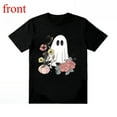 thumbnail image 1 of Ghost Flowers Pumpkin Halloween Vintage Graphic T-Shirt，Casual Top, Regular Fit，Crew neck，Classic，cotton，black，S-5XL, 1 of 1