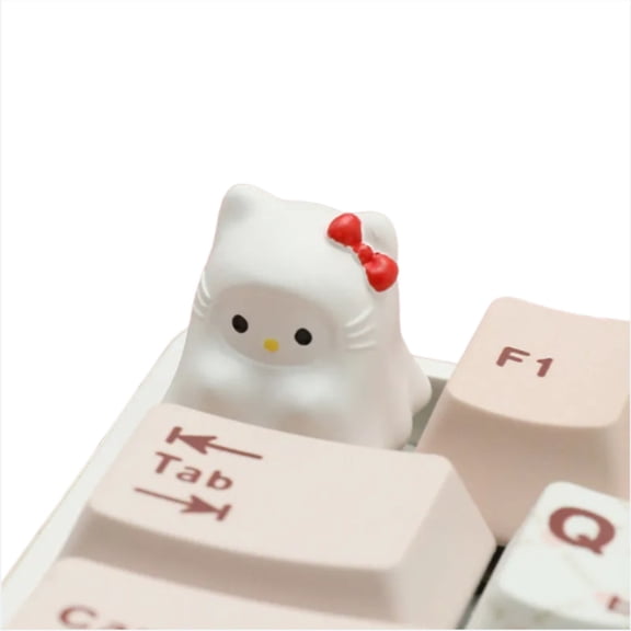 Ghost ForHello Kitty Artisan Keycap, Handmade Cute ESC Key for Mechanical Keyboard Girls Gift