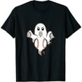 thumbnail image 1 of Ghost Forkball Costume Funny Short Sleeve Black Casual T-Shirt Unisex, 1 of 5