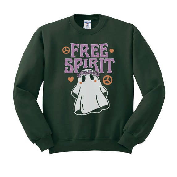 Ghost Free Spirit Sweatshirt Unisex Large Forest Green