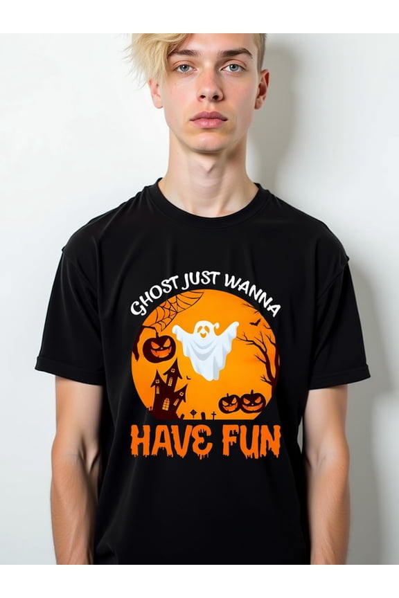 Ghost Fun Halloween Tee Mens t-shirts black elegantly gifts Unique designs, summer prints Hip-hop street style Trendy Unisex Shirt Graphic Tee tshirts
