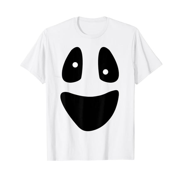 Ghost - Funny Scary Face Lazy Halloween Costume White T-Shirt Casual Short Sleeve Tee