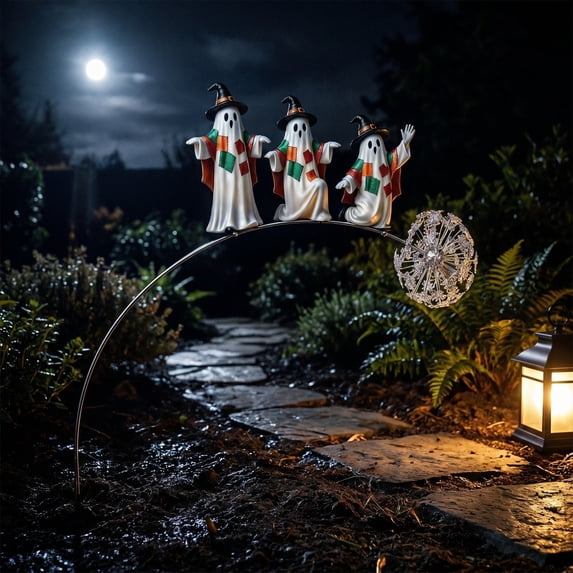 Ghost Garden Stake Halloween Decoration, Spooky Ghost Yard Stake for Outdoor Lawns, Metal Ghost Stake for Halloween Party Decor, Ghost Ground Stake for Garden Pathway Display