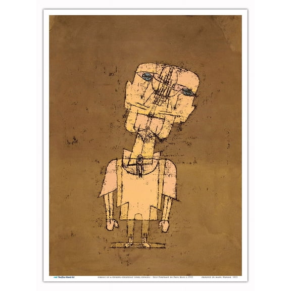 Ghost of a Genius (Gespenst eines Genies) - Self Portrait - From an Original Color Drawing by Paul Klee c.1922 - Master Art Print (Unframed) 9in x 12in