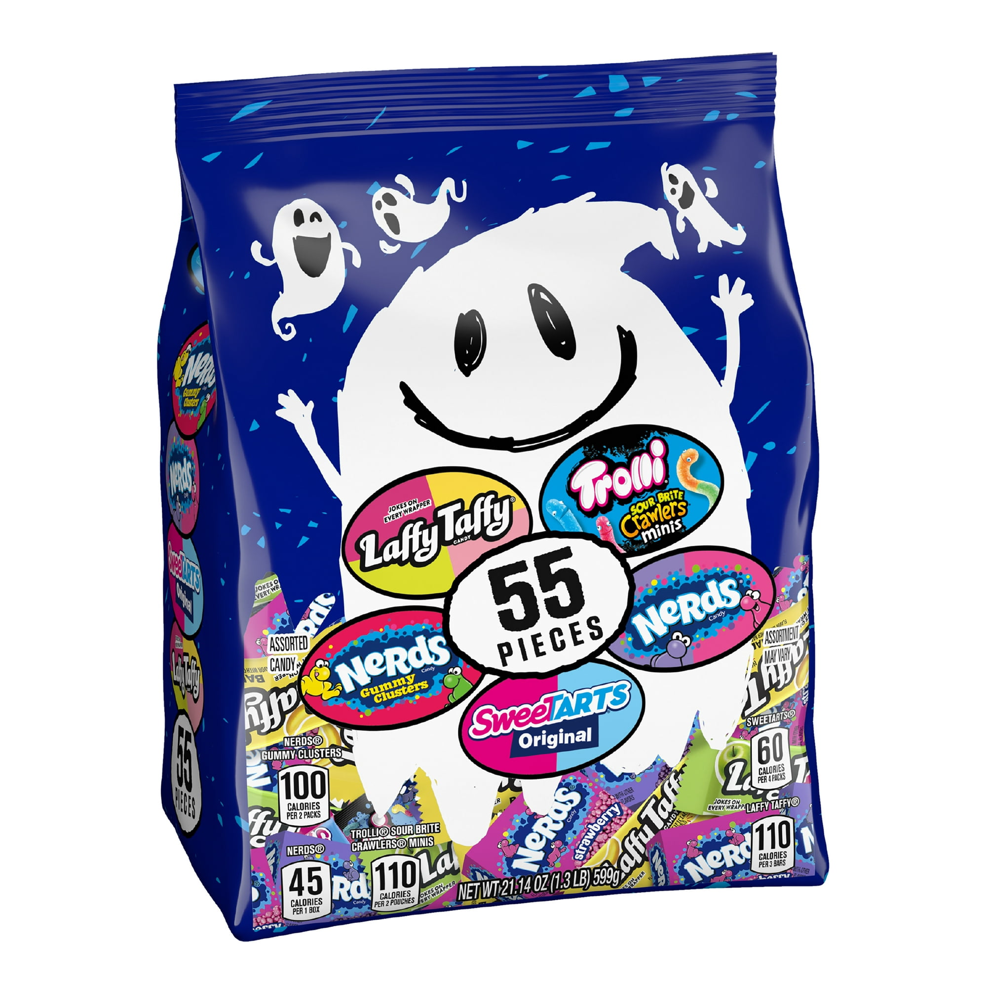 55 Piece Candy Bag with SweeTARTS, Nerds, Trolli, Laffy Taffy