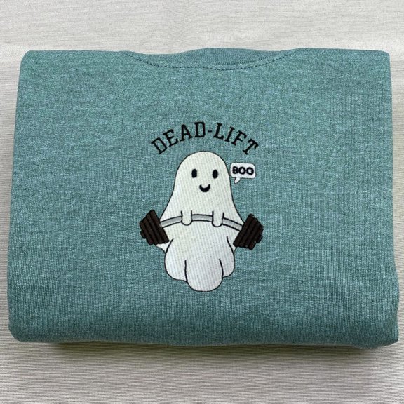 Ghost Gym Dead Lift Halloween Embroidered Sweatshirt