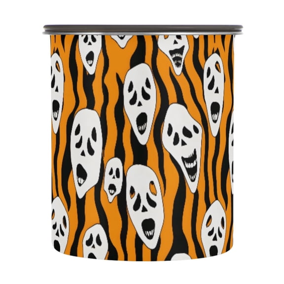 Ghost Halloween Airtight Coffee Bean Canister 30oz Food Storage Containers with Lids For Gournd, Tea, Sugar, Flour, Rice, Cereal, Candy Cookie Jar