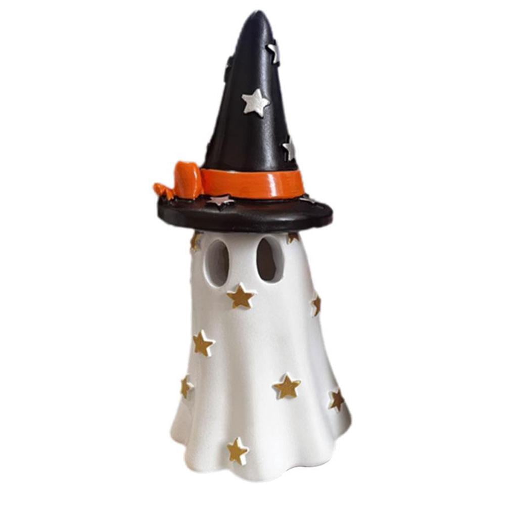 Small Halloween Candy Corn Ghost Figurine – Cute Indoor Seasonal Decor, Multicolor - View #2