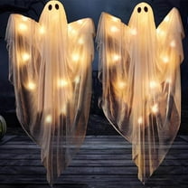 Ghost Halloween Decor Hanging Light up Ghosts Lantern with Spooky Colorful LED Light 47" Halloween Decoration Courtyard Outdoor Family Party Luminous Ghost Lights,Yellow