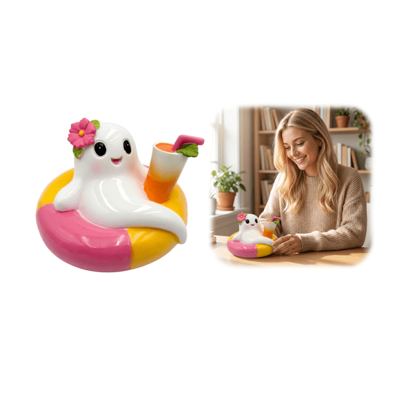 Ghost Halloween Decor, Summer Pool Float Ghost Figurine, 2.36X3.54 Inch Cute Tabletop Ghost Decor, Mini Halloween Decorations For Tiered Tray Home Party.Summerween Decor