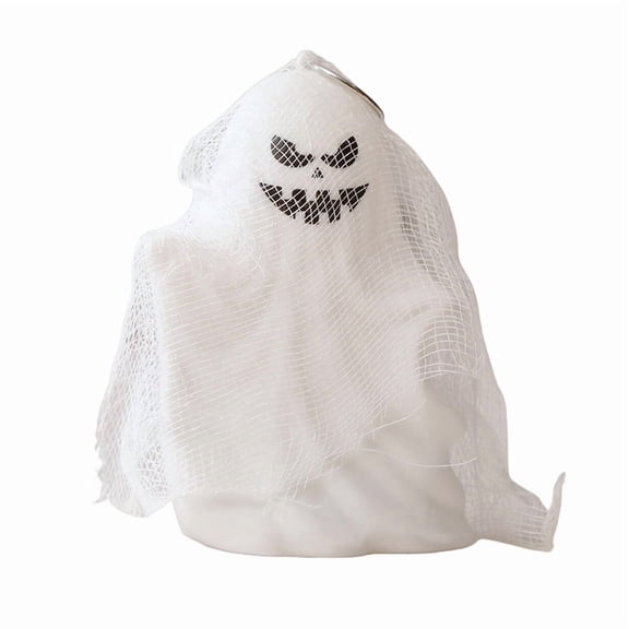 Ghost Halloween Decor - White Ghost With Spider Web Led Night Light Spooky Figurine Statue Festival Lamp T Hanging Decorations