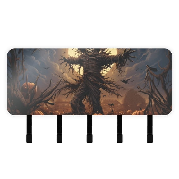 Ghost Halloween Pumpkins Bats Mail Holder Organizer Wall Mount with Shelf Key Holder Key Rack with 5 Key Hooks for Wall Decorative