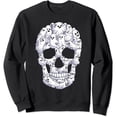 thumbnail image 1 of Ghost Halloween Sweatshirt, Funny Skull Graphic Top，Crew neck Sweatshirt, Style Top, Graphic Tees for Men, Casual Fall Tops，Fashion，cotton，black，S-3XL, 1 of 6