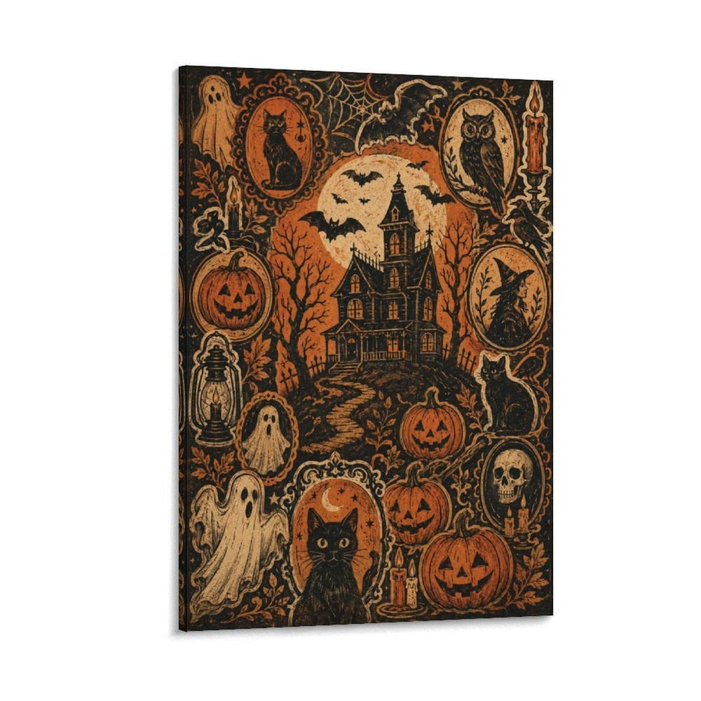 Ghost Haunted House Halloween Vintage Gothic Minimal Poster - Walmart.com