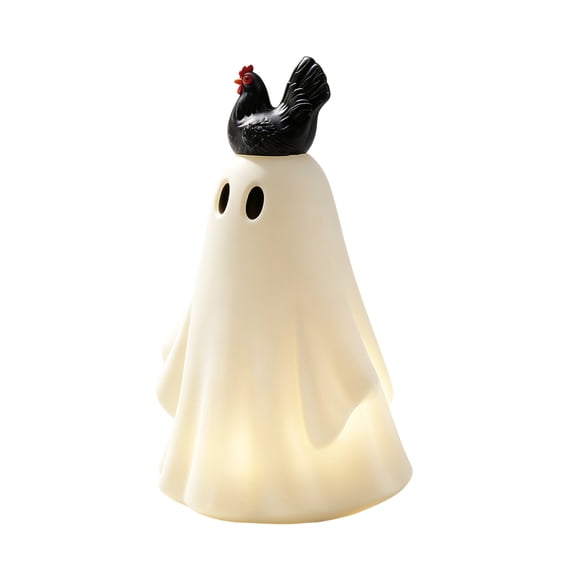 Ghost Hen Halloween Statue Light Up Spooky Chicken Figurine For Holiday Decoration Tabletop Display