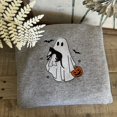 thumbnail image 1 of Ghost Holdint Black Cat Halloween Embroidered Sweatshirt, 1 of 4