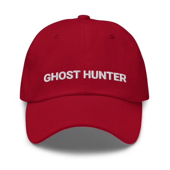Ghost Hunter, Dad Hat, Ghost Hunting Hat, Ghosts, Embroidered Dad Hat, Paranormal Investigator, Haunted By Ghosts, Paranormal Activity (Cranberry)
