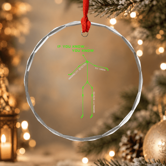 Ghost Hunting Sls Camera Stick Man Ornament, Halloween Keepsake Gift, Circle Glass Ornament