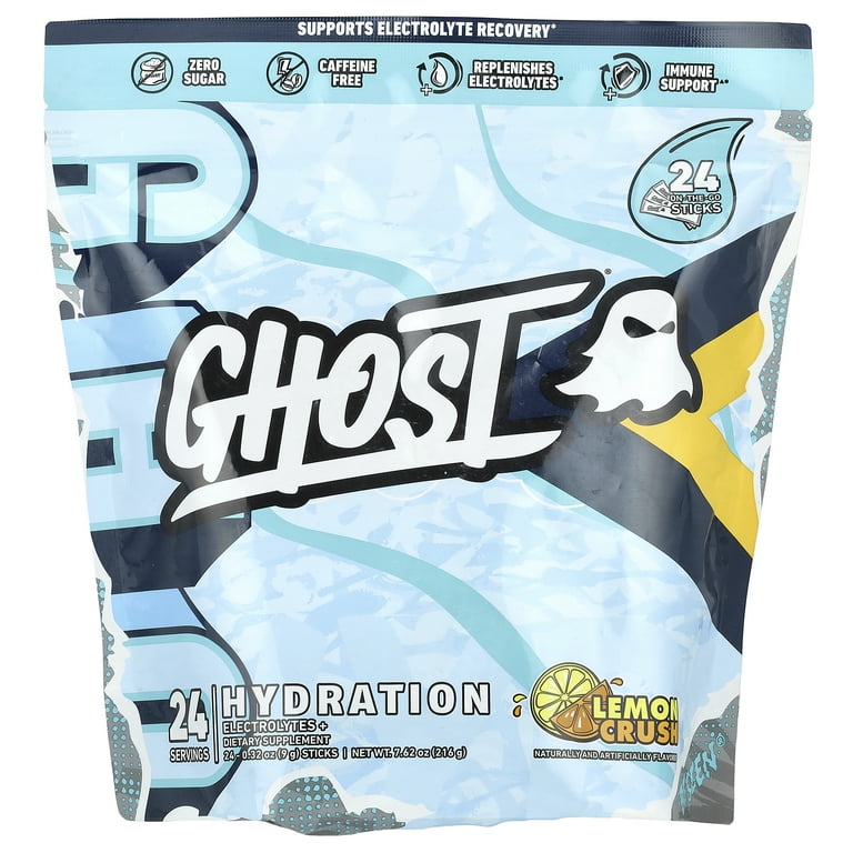 ghost出品 GHOST, Hydration, Lemon Crush 24 Sticks, Electrolytes - Walmart.com