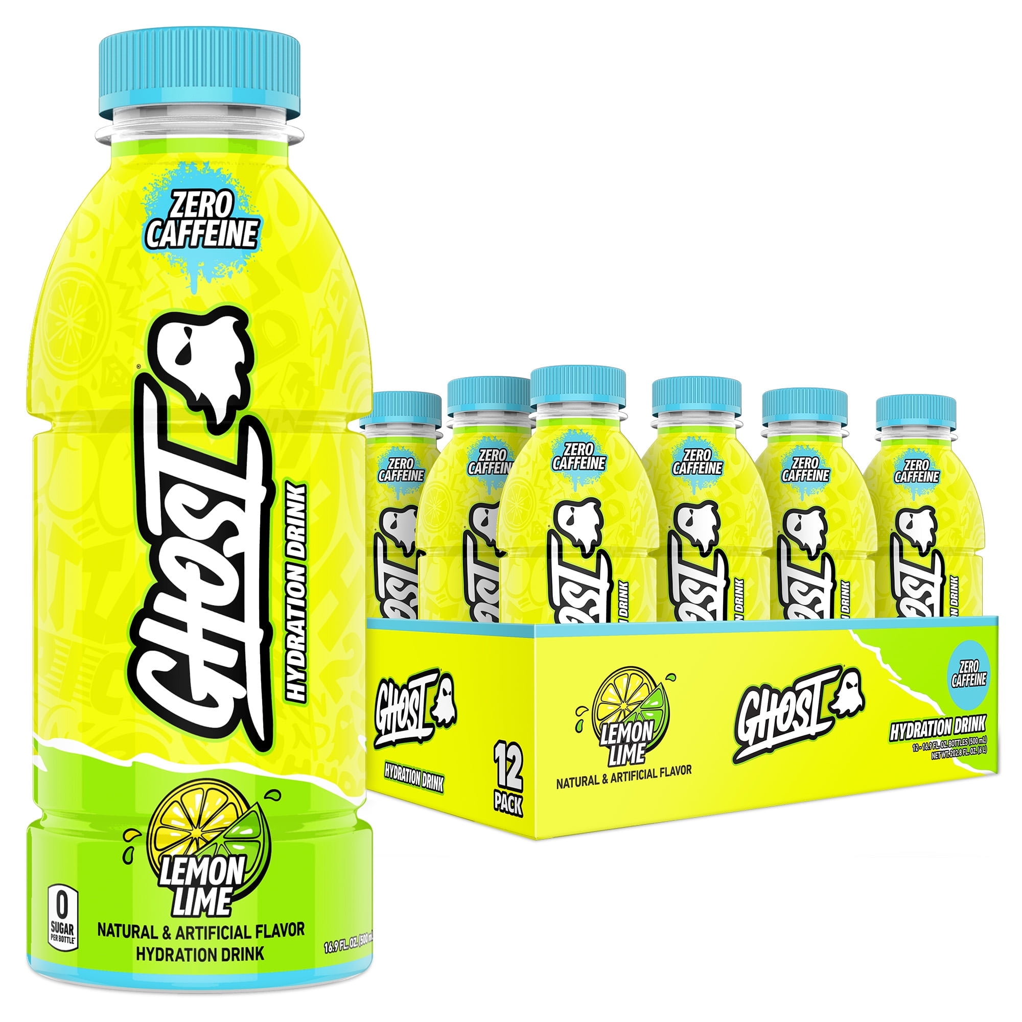 Ghost Hydration Lemon Lime Sports Drink, 16.9 fl oz, 12pk