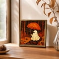 thumbnail image 1 of Ghost Illustration Halloween Wall Art with Wooden Frame, Country Halloween Gothic Cute Ghost Wall Decor Paintings, Retro Farmhouse Rustic Posters Prints Pictures for Living Room Bedroom Home Decor, 1 of 7
