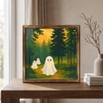 thumbnail image 1 of Ghost Illustration Halloween Wall Art with Wooden Frame, Country Halloween Gothic Cute Ghost Wall Decor Paintings, Retro Farmhouse Rustic Posters Prints Pictures for Living Room Bedroom Home Decor, 1 of 7