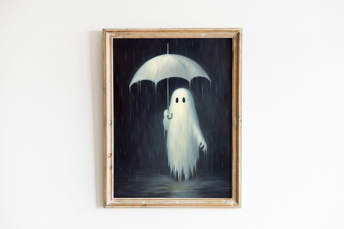 Ghost In Rain Wall Art Print, Dark Academia Halloween Decor - Walmart.com