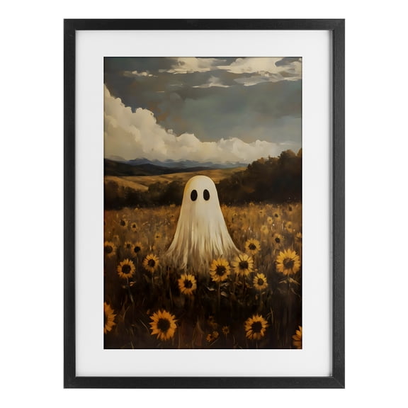 Stupell Industries Ghost In Sunflower Field Black Framed Print Under Glass, design by Arlington Prints