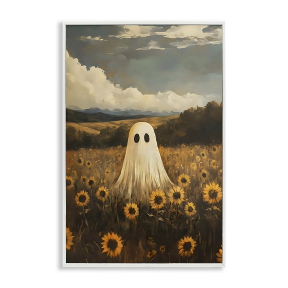 Stupell Industries Ghost In Sunflower Field White Framed Giclee Art, design by Arlington Prints