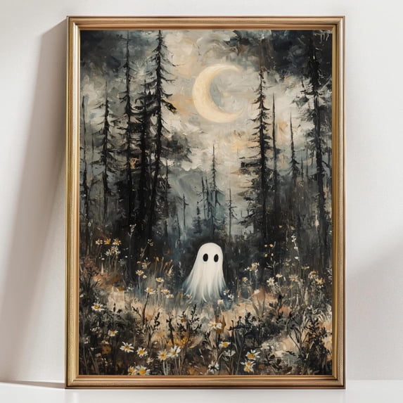 Ghost In The Forest Spooky Woodland Wall Art Print, Dark Cottagecore ...