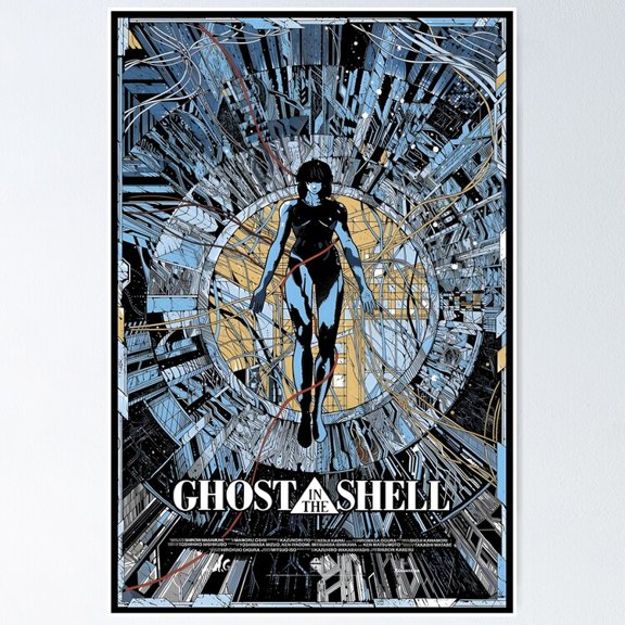 Ghost In The Shell Cyberpunk Cyborg Shell Technical Schematic Anime Wall Art, Unframed Poster