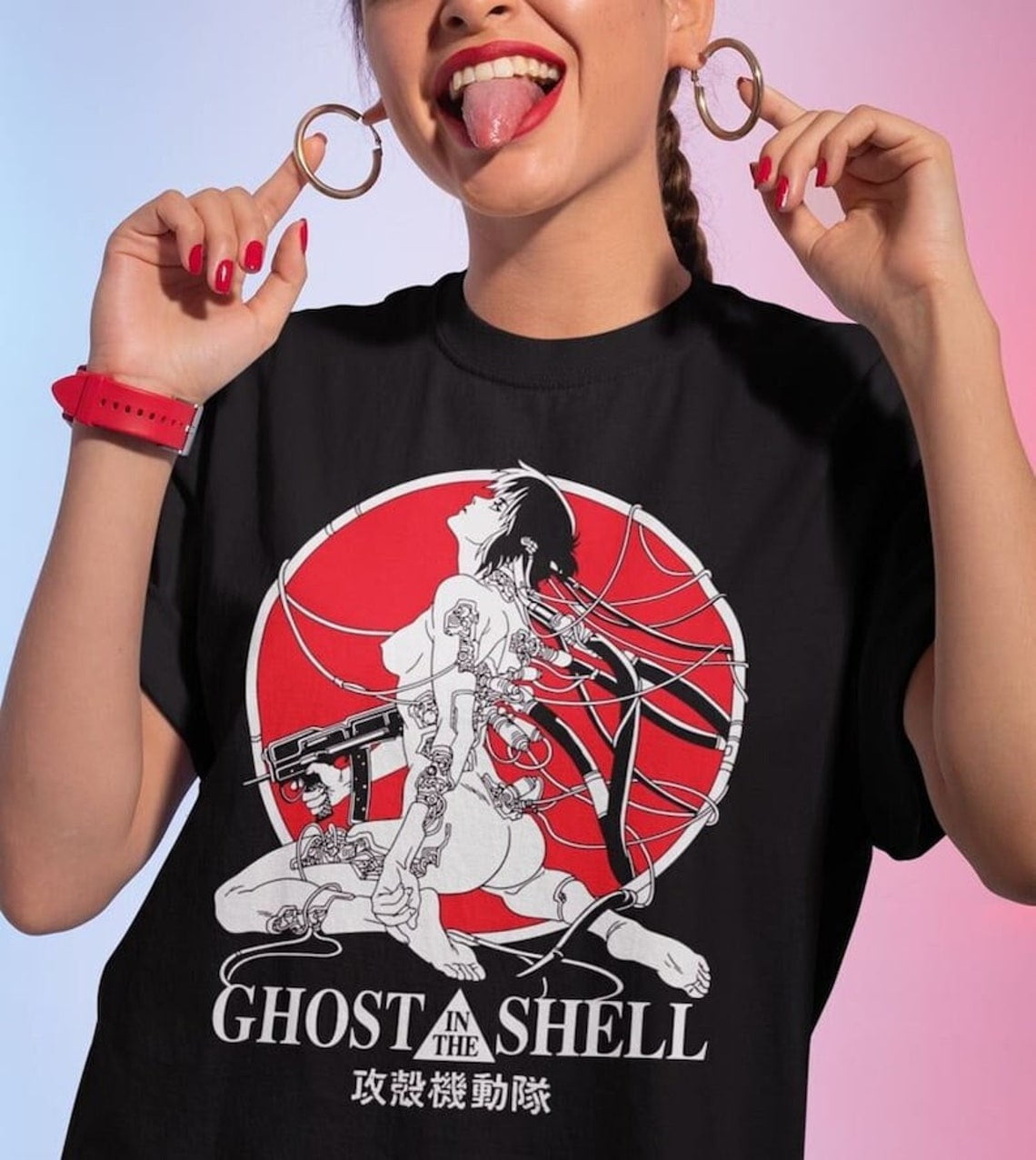 T-shirt Streetwear Japonais Cyberpunk - Style Manga Anime, Coton, Unisexe Gildan