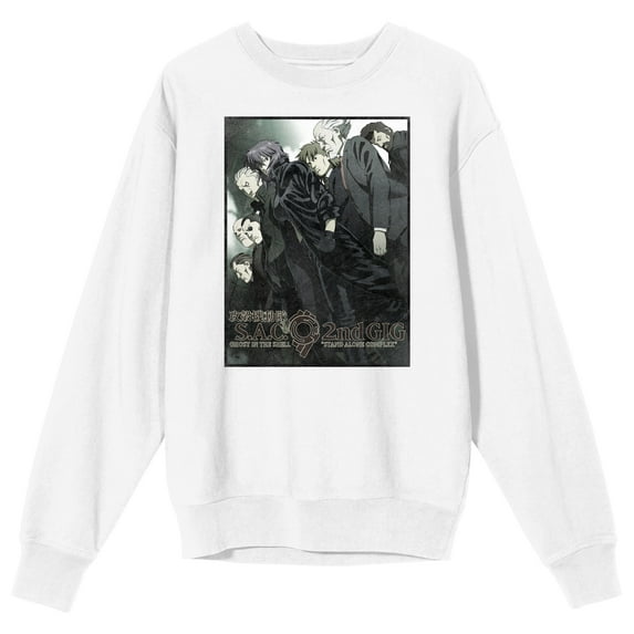Ghost In The Shell Side View Key Art Adult White Crew Neck Long Sleeve Sweatshirt