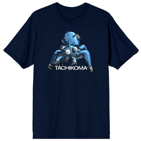 Ghost In The Shell Standalone Complex Tachikoma & Motoko Adult Navy Crew Neck Short Sleeve T-shirt-Medium