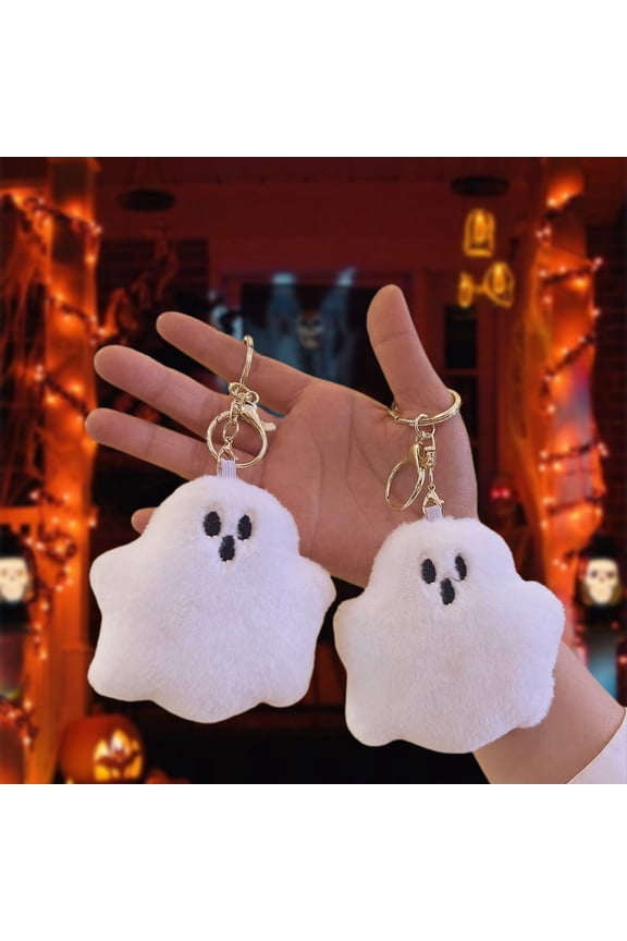 Ghost Keychain Set 2 Pcs Bag Pendant Halloween Spooky Accessory Plush Toy