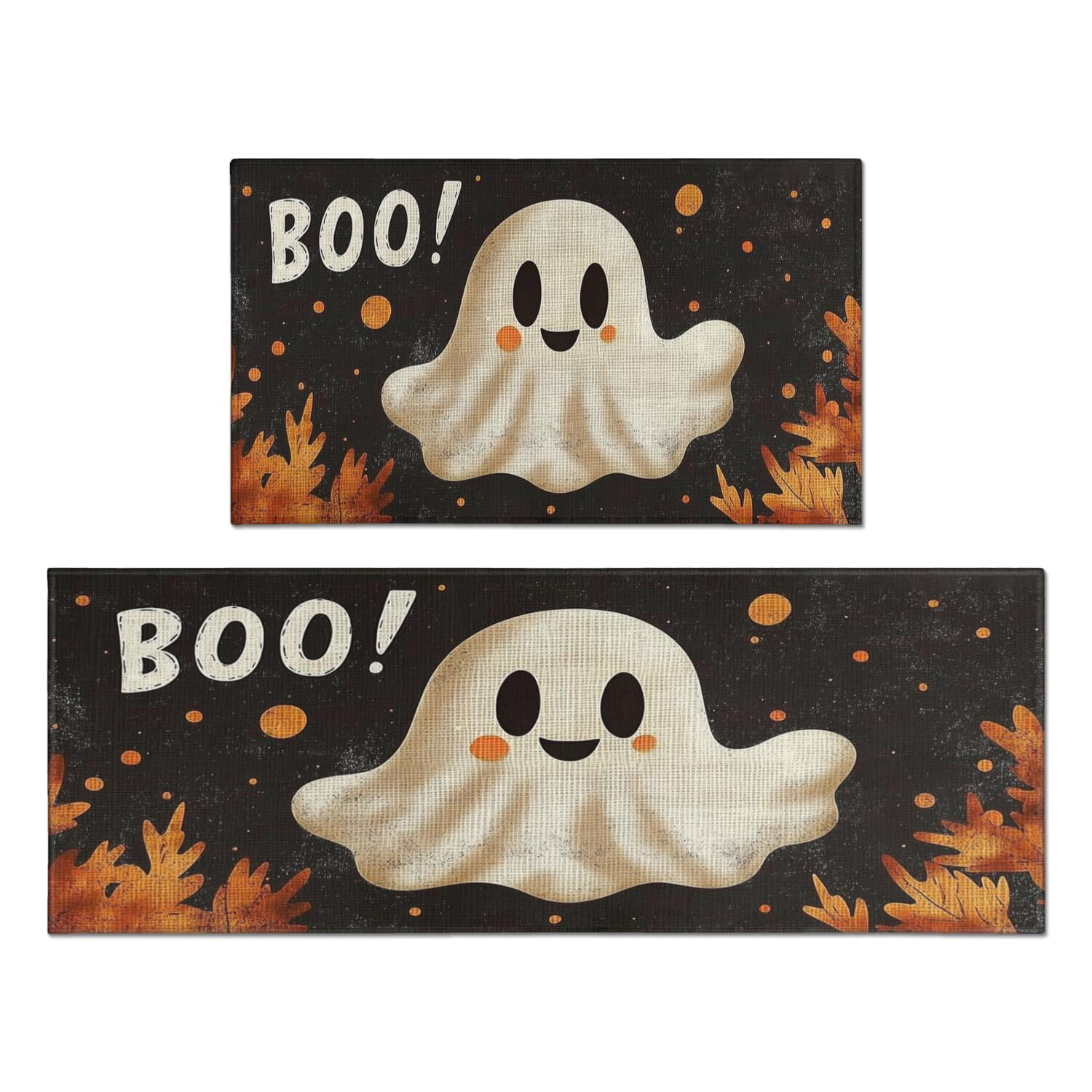 Ghost Kitchen Rugs Sets Of 2 Spooky Ghost Boo Happy Halloween Decor ...
