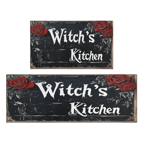 Ghost Kitchen Rugs Sets Of 2 Witch Kitcehn Bat Spider Spooky Halloween Kitchen Rugs and Mats for Cooking Outdoor Non Skid Sink Mats Decorations for Porch Veranda Entryway (17x47in+30x17in)