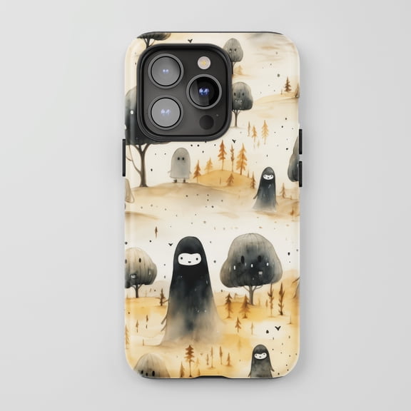 Ghost Landscape for All iPhone Series Tough Phone Case Watercolor Style Beige