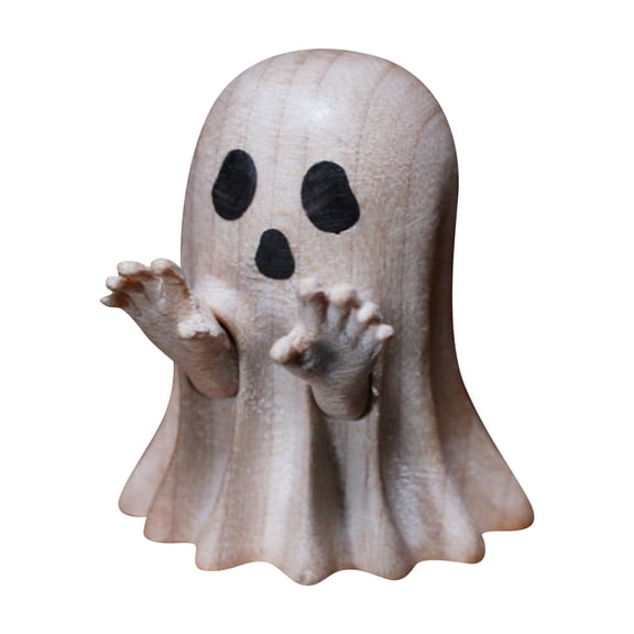 Ghost Maple Wood Statue with Detachable Hands for Cute Halloween Tabletop Decoration Crafted from Natural Solid Maple for Home Party Shelf Displays