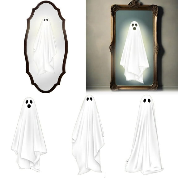 Ghost Mirror Ghost Window Clings Halloween Decor Halloween Mirror Ghost Stickers Horror Decoration Bathroom Bedroom Glass Stickers Party Scene Layout Props Ghost Pattern Stickers