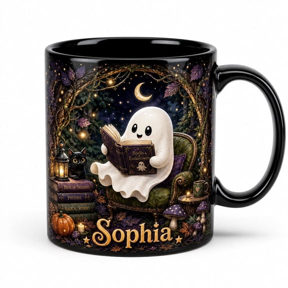 Ghost Mug Funny Halloween Ceramic Coffee Cup for Book Club Fall Gift
