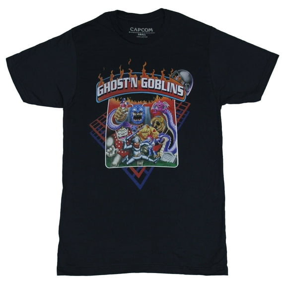 Ghost 'N Goblins Mens T-Shirt - Classic Cabinet Artwork Image (Large)