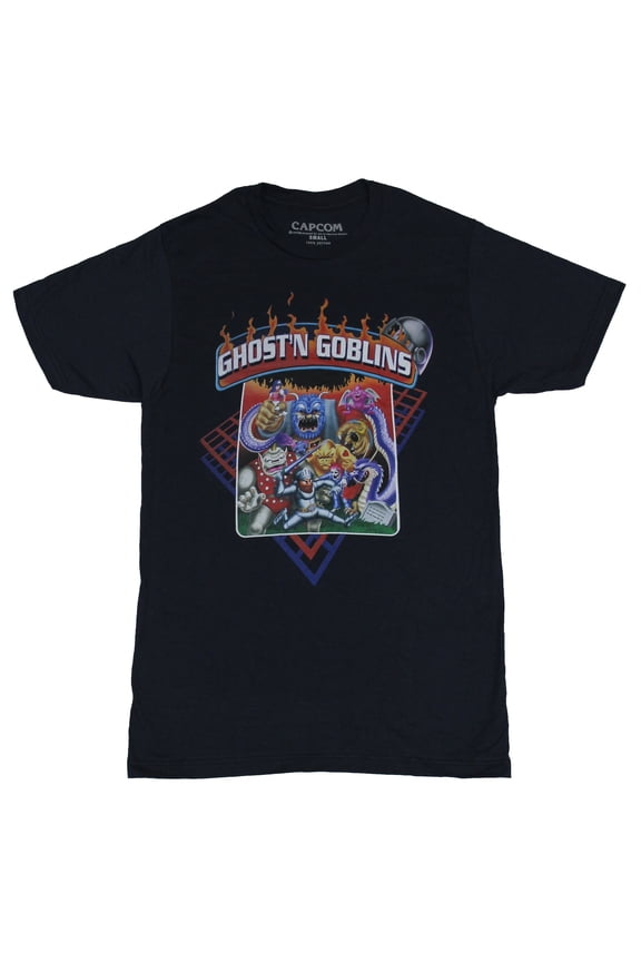 Ghost 'N Goblins Mens T-Shirt - Classic Cabinet Artwork Image (Large)
