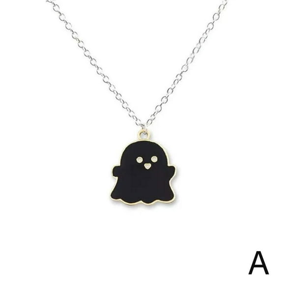 Ghost Necklace - Ghoul Halloween Spooky Charm Pendant Jewelry NEW! Z3B6